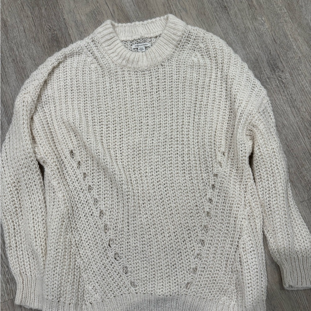 American Eagle Outfitters Cream Knit Sweater